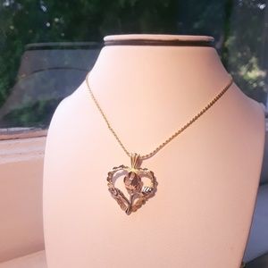 Lovely 14k Gold Rose Heart Pendant